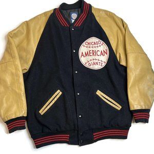 Ebbets Field Flannels Chicago American Giants Wool Leather Varsity Jacket Sz 44